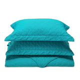 Quilt Set Solid Brilliant Jade King(106"x96") Basketweave Pattern Lightweight Hypoallergenic Microfiber "Simone" by Bedsure Basketweave Brilliant Jade KING(106"x96")