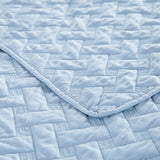 Quilt Set Solid Ice Blue King(106"x96") Basketweave Pattern Lightweight Hypoallergenic Microfiber "Simone" by Bedsure Basketweave Ice Blue KING(106"x96")