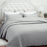 Quilt Set Solid Grey Full/Queen(86"x96") Basketweave Pattern Lightweight Hypoallergenic Microfiber "Simone" by Bedsure Basketweave Grey FULL/QUEEN(86"x96")