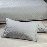 Quilt Set Solid Grey Twin(68"x86") Basketweave Pattern Lightweight Hypoallergenic Microfiber "Simone" by Bedsure Basketweave Grey TWIN(68"x86")