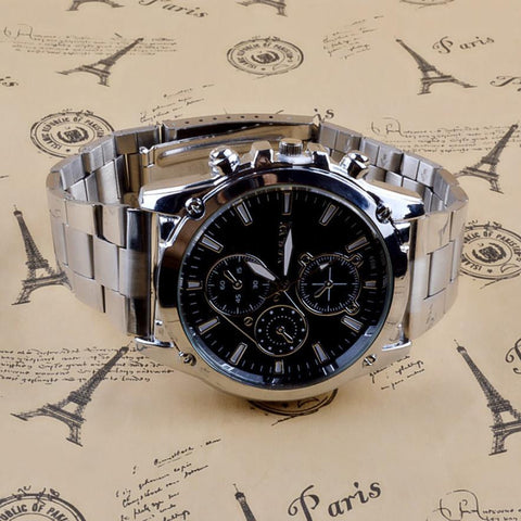 2016 Business mens watches With Stainless Steel Band Bright Quartz Watch Alloy Watch For Men Male relojes para hombre #YSIN