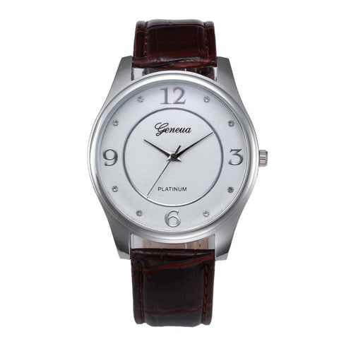 Brand New Men Leather Belt Watch Stainless Steel Dial Quartz Wrist Watch Business quartz-watch relogio masculino