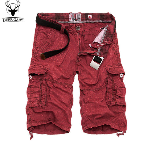 2016 summer knee-length men shorts multi-pocket cargo shorts fashion printed loose men short pants (no belt)