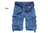 2016 summer knee-length men shorts multi-pocket cargo shorts fashion printed loose men short pants (no belt)