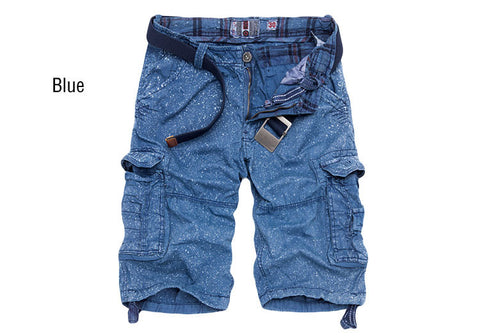 2016 summer knee-length men shorts multi-pocket cargo shorts fashion printed loose men short pants (no belt)