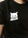 2017 Summer T-shirt Women Casual Lady Top Tees Cotton Tshirt Female Brand Clothing T Shirt Printed Pocket Cat Top Cute Tee S-4XL