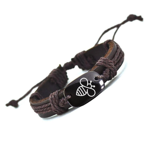 2016 New Arrival  Lovely Bee Leather Bracelet AliExpress Best Selling Handmade Bracelets for Men YP2690 drop shipping