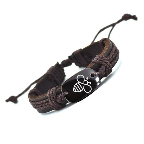 2016 New Arrival  Lovely Bee Leather Bracelet AliExpress Best Selling Handmade Bracelets for Men YP2690 drop shipping