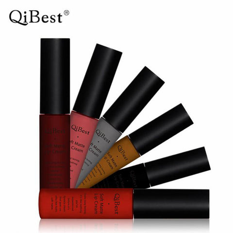 QiBest Makeup Matte Lipstick Waterproof Lasting Batom Matter Lip Stick Nude Liquid Lipstick Lip Gloss Maquiagem Nude Lip Stain