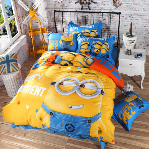 Mama Choice. 3d Cartoon Bedding Set Minions Mickey Mouse Hello Kitty Bedding 3-4pcs Bed Linen Duvet Cover Bed Sheet Pillowcases