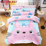 New 3D Pink cat Thickening cartoon kids bedding set 4pcs cotton Houses duvet cover bed sheet set linen quilt  pillowcase set