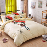 New 3D Pink cat Thickening cartoon kids bedding set 4pcs cotton Houses duvet cover bed sheet set linen quilt  pillowcase set