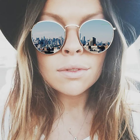 High Quality Round Sunglasses Women Brand Designer Summer Style Points Sun Glasses Women Men Lady Sunglass Mirror Vintage Retro