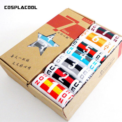 Uptown 7 pair/set Gift Box Men Boys Casual Dress Cotton 7 Days Of The Week Ankle Meias Mens Crew Sox Best Gift  Comfortable Sox