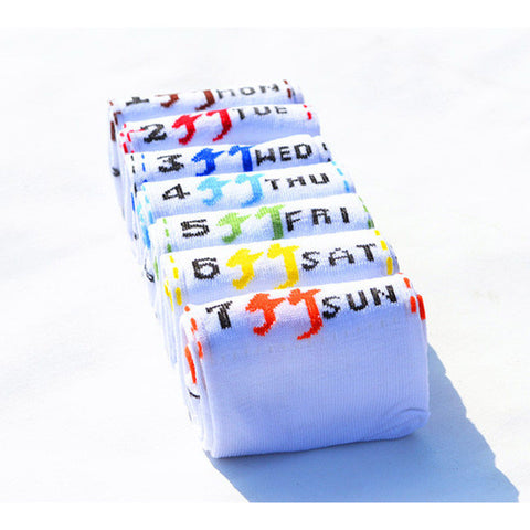 Uptown 7 pair/set Gift Box Men Boys Casual Dress Cotton 7 Days Of The Week Ankle Meias Mens Crew Sox Best Gift  Comfortable Sox