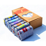 Uptown 7 pair/set Gift Box Men Boys Casual Dress Cotton 7 Days Of The Week Ankle Meias Mens Crew Sox Best Gift  Comfortable Sox