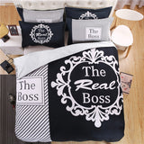 Who Is The Real "The Real BOSS" Bedding Set for Couple Duvet Cover Sheet Pillowcase Queen King Size Black White Bedlinen