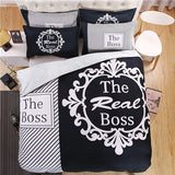 Who Is The Real "The Real BOSS" Bedding Set for Couple Duvet Cover Sheet Pillowcase Queen King Size Black White Bedlinen