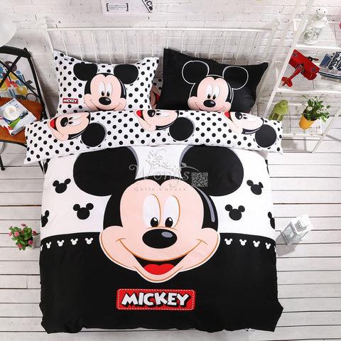 Home textiles 100% cotton adult kids Boys mickey mouse 3d bedding set Twin full Queen King size comforter Cover set/bedroom sets