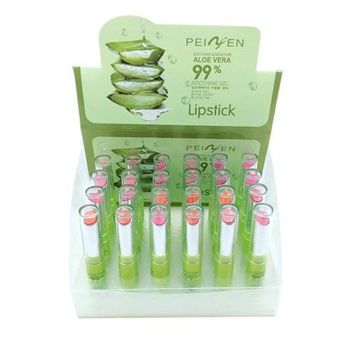 New  12 Pcs Korean Women Cosmetic Makeup Aloe Moisturizing Waterproof Lipstick Rose Color Orange Changing Lipstick Y6 M3