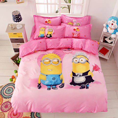 Hello There! 3d Minions Bedding Set Cartoon Hello Kitty Pikachu Mickey Mouse Bed Linen 3-4pcs Bedclothes Twin Full Queen Size Fre