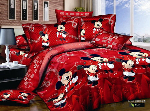 Mickey Mouse Pure cotton Cartoon bedding sets Full/Queen Size 4pcs Fairy tale world waiting for