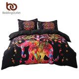 BeddingOutlet Black Bedding Set Black and Red Boho Duvet Cover and Pillowcase Indian Style Print Exotic Bedclothes Multi Sizes